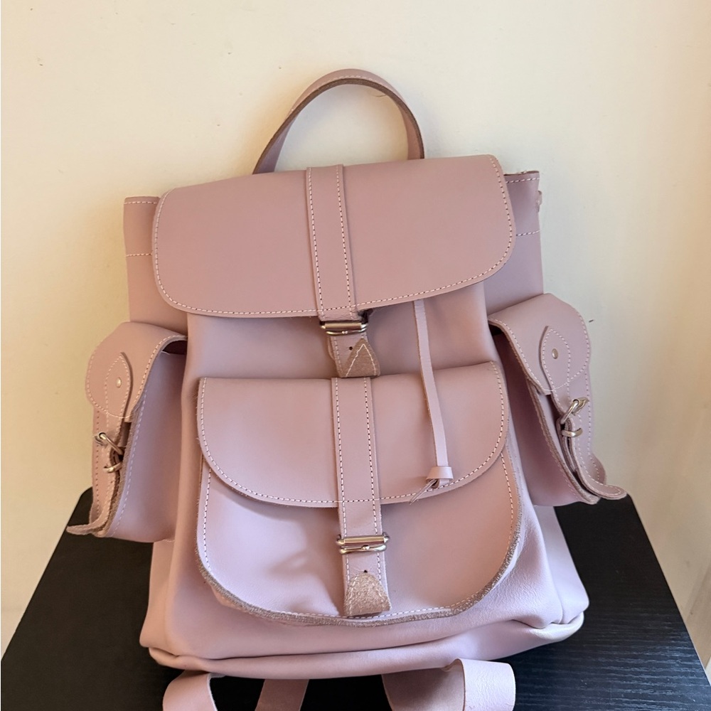 Pink Leather Backpack